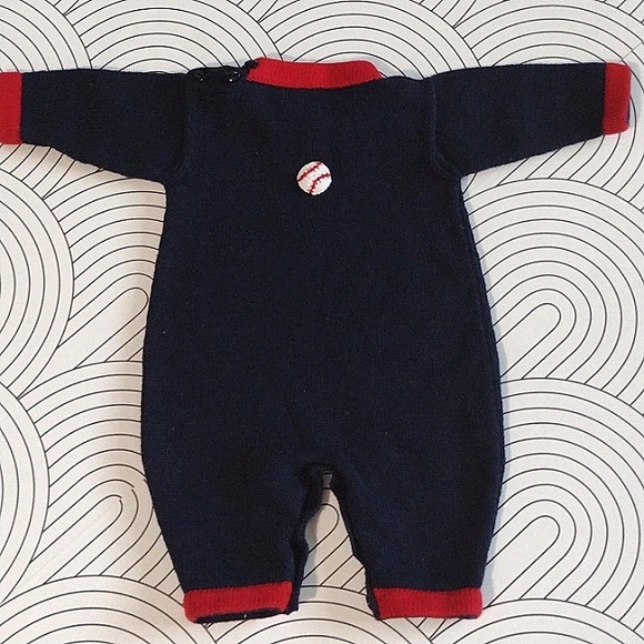 Purple mountain red socks knit romper - Picture 2 of 5